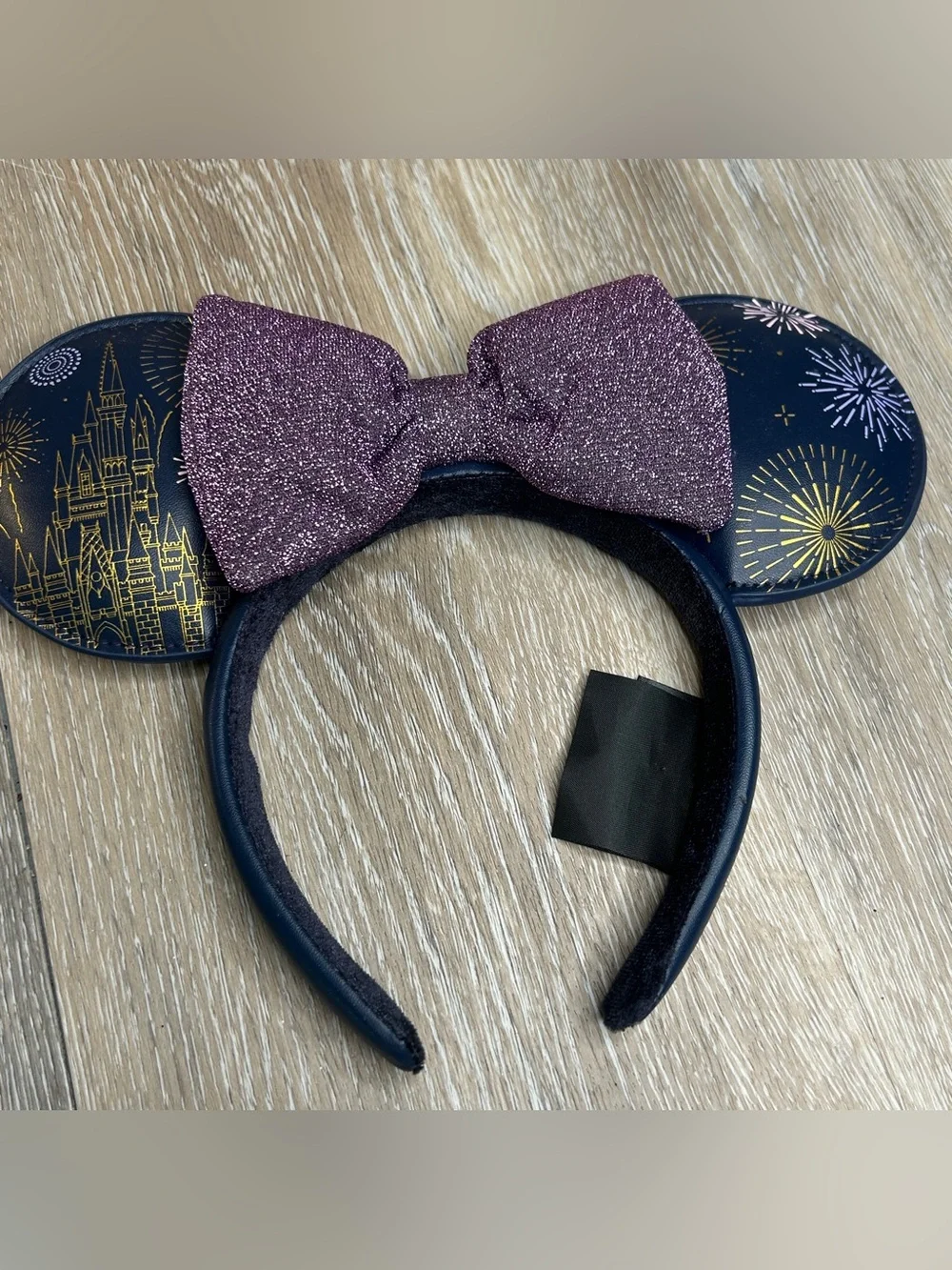 Disney Parks Walt Disney World Castle Fireworks Minnie Ears Purple Bow Navy⁠